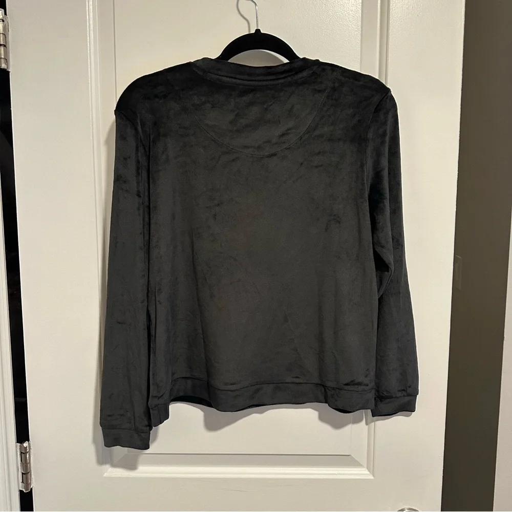 Juicy Couture Sleepwear Velour Rhinestone Long Sleeve & Pants Set in Black
